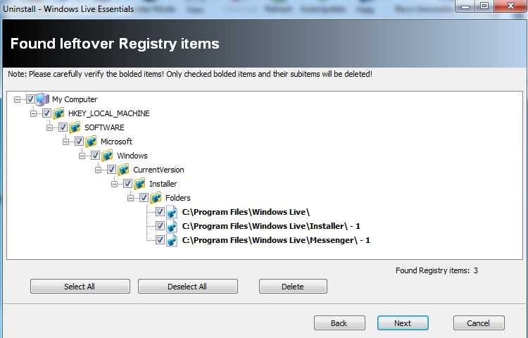 Removing Leftover Files and Registry Entries