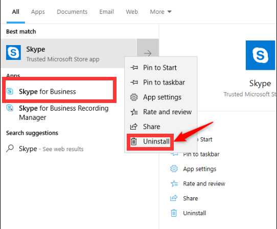 Uninstalling Skype for Business on Different Operating Systems