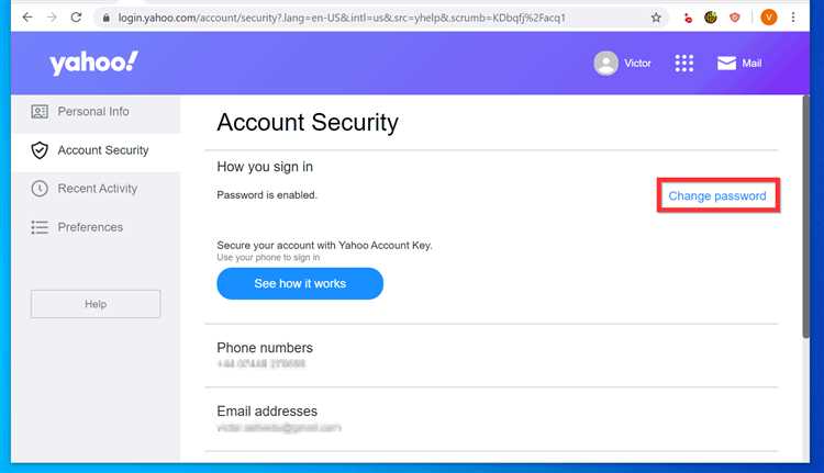 How do I change my password on Yahoo mail on my phone?