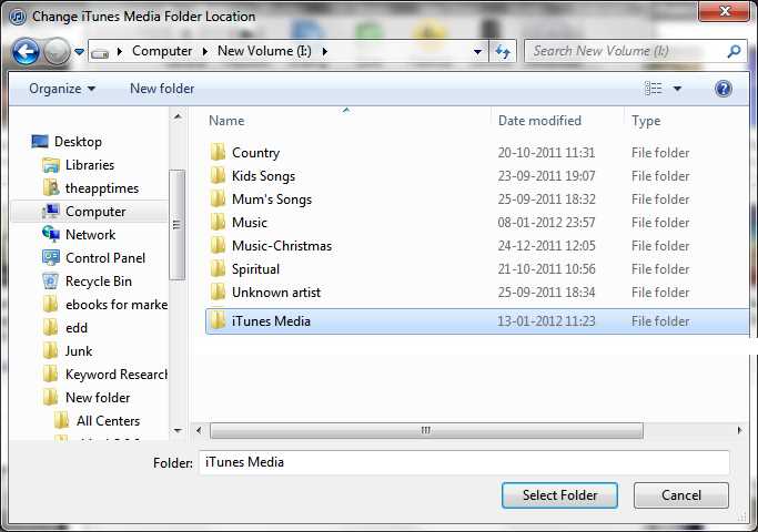 How do I clear my iTunes media folder?