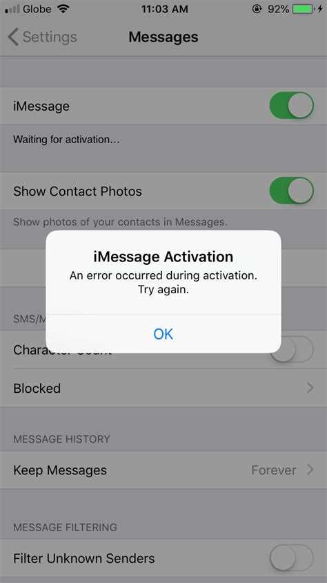 How do I get my iMessage to activate?