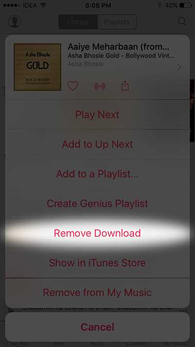 How do I remove songs from Apple Music playlist but not library?