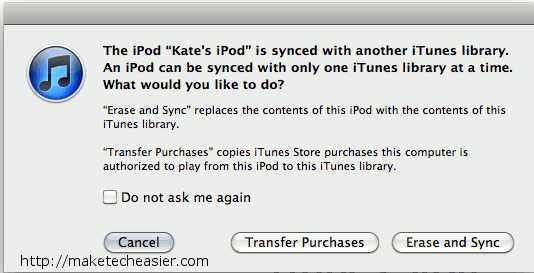 How do I sync my iTunes library to my computer?