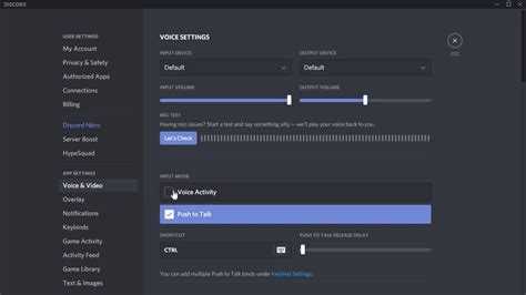 What button is push to talk Discord?